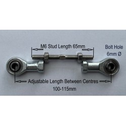 M6 Rod Ends RH & LH Thread Rose Joint Link 100-115mm