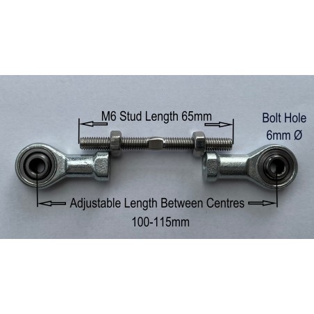 M6 Rod Ends RH & LH Thread Rose Joint Link 100-115mm