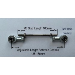 M6 Rod Ends RH & LH Thread Rose Joint Link 135-150mm R6R