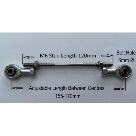 M6 Rod Ends RH & LH Thread Rose Joint Link 150-160mm T6R