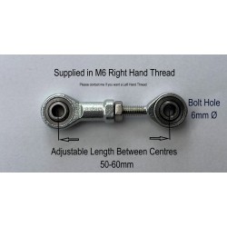 1 x M6 Rod Ends RH Thread Male & Female Rose Joint Track Rod
