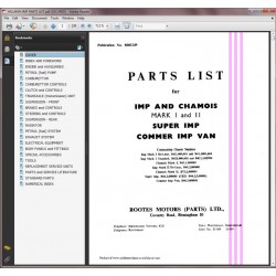 Hillman Imp And Chamois Parts List Manual 6601249 - Super Imp - Special Tuning