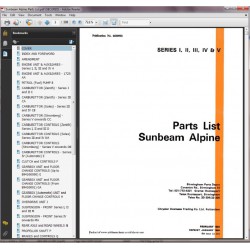 Sunbeam Alpine Parts List 6600992 & Tiger 260-289 Supplement 6601334