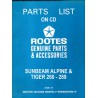 Sunbeam Alpine Parts List 6600992 & Tiger 260-289 Supplement 6601334