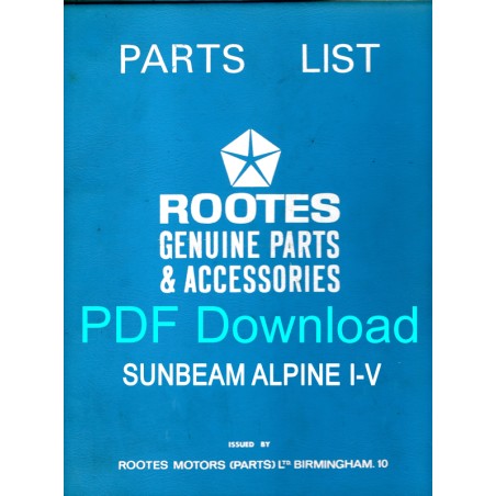 Sunbeam Alpine Parts List 6600992
