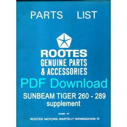Sunbeam Tiger 260-289 Supplement 6601334 Parts List
