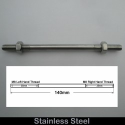 M8 Threaded Stud Rod Left Hand/Right Hand Thread 140mm K8S