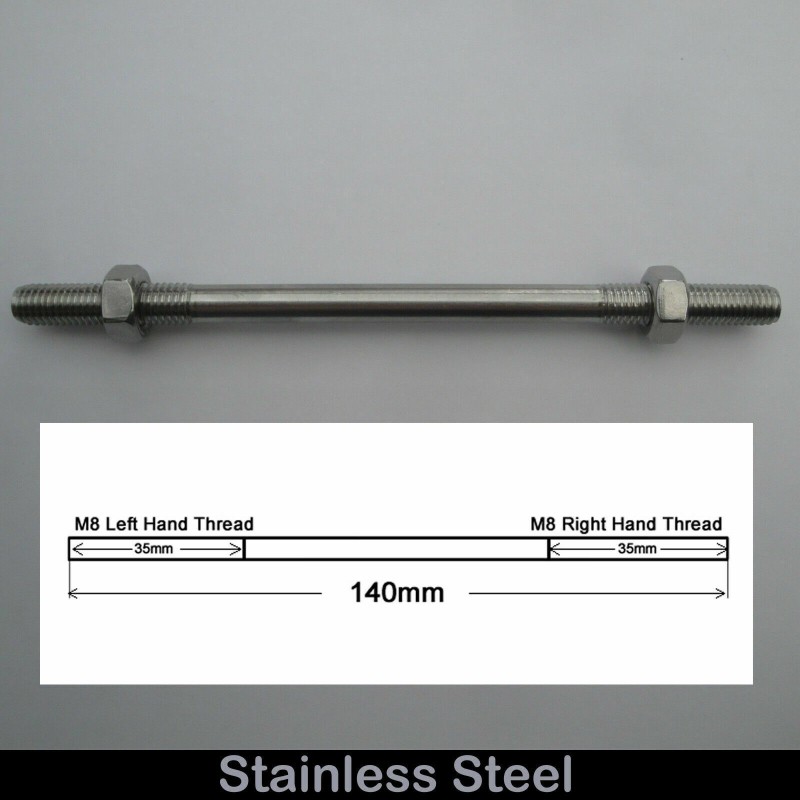 M8 Threaded Stud Rod Left Hand/Right Hand Thread 140mm K8S